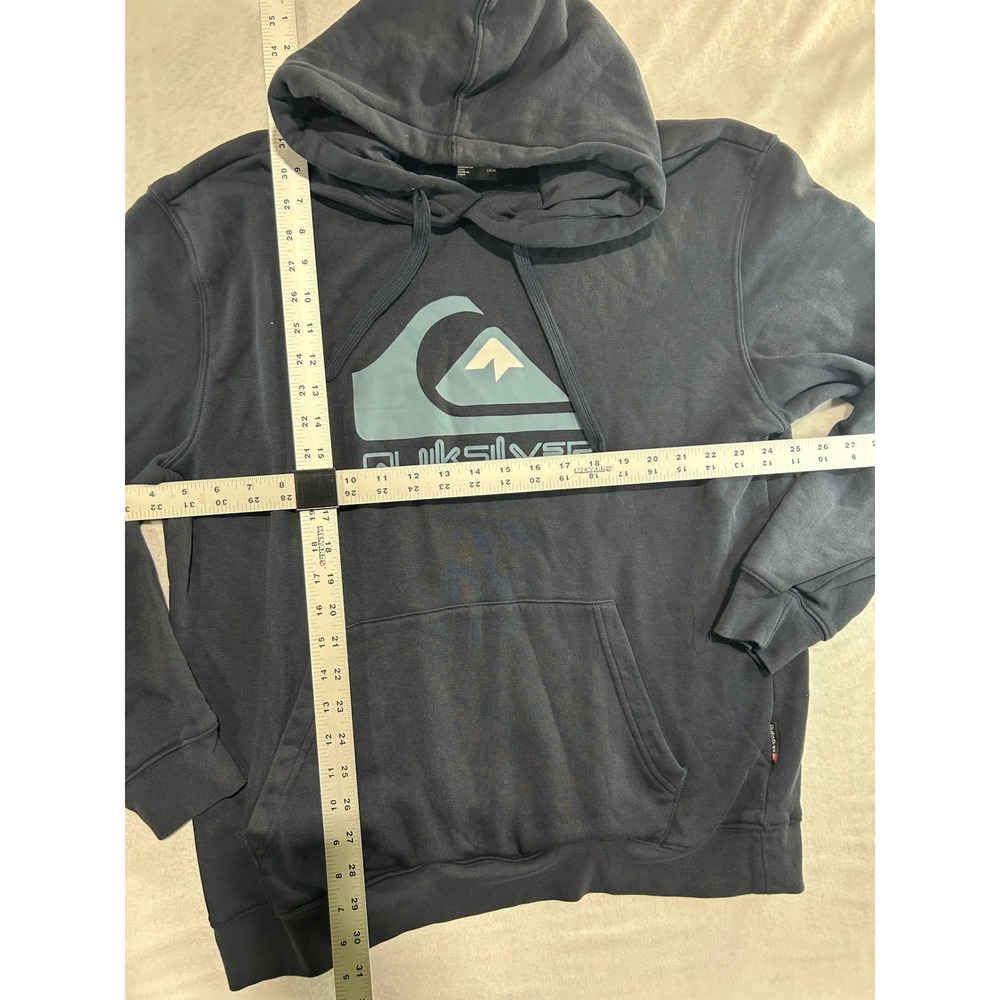 Quiksilver Mens Logo Hoodie Navy Blue Pullover Sweatshirt Size Large - Picture 3 of 4